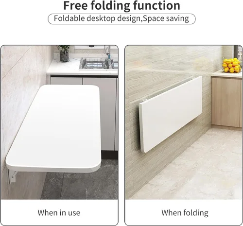Miniatura 3 de Mesa de comedor plegable de pared - Mesa de cocina compacta de madera maciza (23.6 x 11.8 x 0.6 in) para soluciones de ahorro de espacio