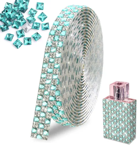 Miniatura 18 de FULZTEY Rollo de cinta de diamantes de imitación de 3 yardas, tira de diamantes de imitación de vidrio blanco para manualidades, cinta de cristal