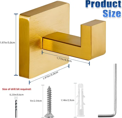 Miniatura 7 de Ganchos para toallas para baños, gancho moderno de acero inoxidable de servicio pesado montado en la pared, – ideal para colgar toallas, batas