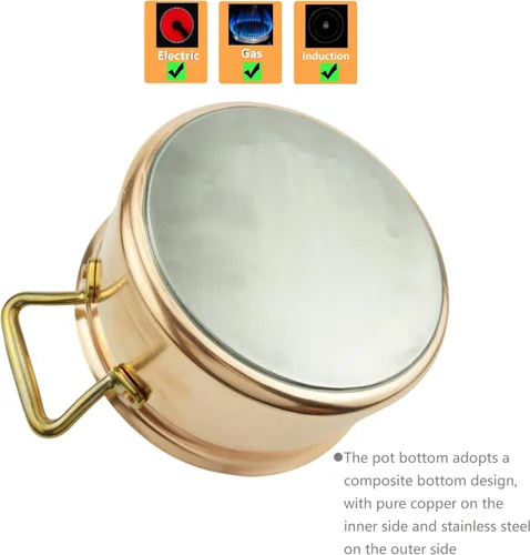 Miniatura 4 de Kkekos Juego de ollas y sartenes de cobre puro, utensilios de cocina de cobre martillado con wok (9.4 in)