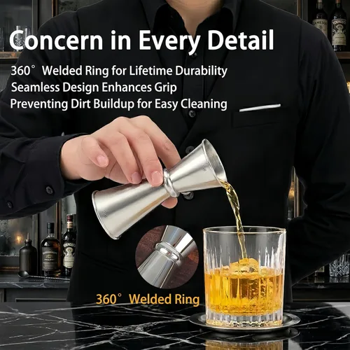 Miniatura 5 de Lexenic Jigger japonés prémium de 2 onzas y 1 onza con 7 medidas en el interior para camarero, jigger de acero inoxidable 304 resistente, accesorios