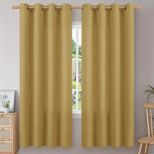 Miniatura 133 de BGment Cortinas de Lino Beige de 63 Pulgadas de Largo 2 Paneles - Tratamientos para Ventanas con Textura de Arpillera Filtrantes de Luz Cortinas