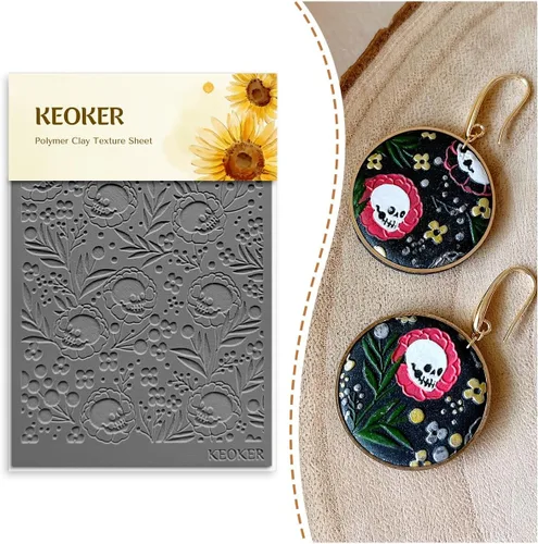 Keoker Hojas de textura para arcilla polimérica, alfombrilla de textura de arcilla para hacer aretes de joyería, herramientas de aretes de arcilla