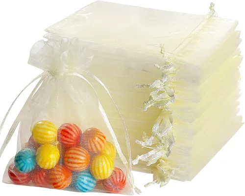 Miniatura 21 de Hopttreely 100 bolsas de organza transparentes premium, bolsas de regalo para bodas blancas, bolsas de joyería de 4 x 4.72 pulgadas para fiestas