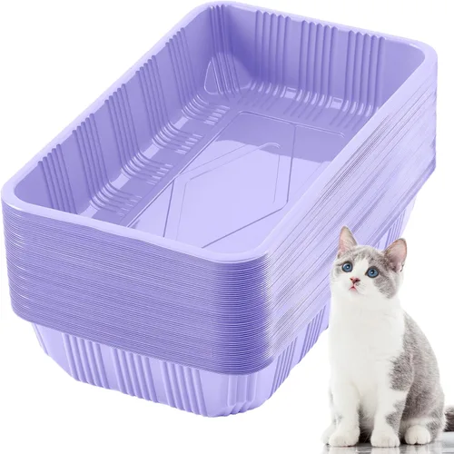 Miniatura 9 de Tessco for you Paquete de 60 cajas de arena desechables para gatos, bandejas de plástico reciclables para viajes de mascotas, 16.7 x 10.5 x 3.4 Negro