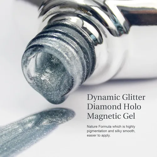 Miniatura 3 de Esmalte de uñas de gel de ojo de gato con barra magnética, 15ml de esmalte de uñas holográfico con purpurina, efecto magnético para manicura DIY