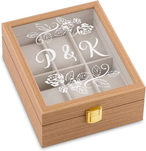 Miniatura 2 de Maverton Caja de reloj de madera para él - Pantalla de reloj personalizada para hombre - Caja rectangular con tapa de vidrio para marido - Soporte