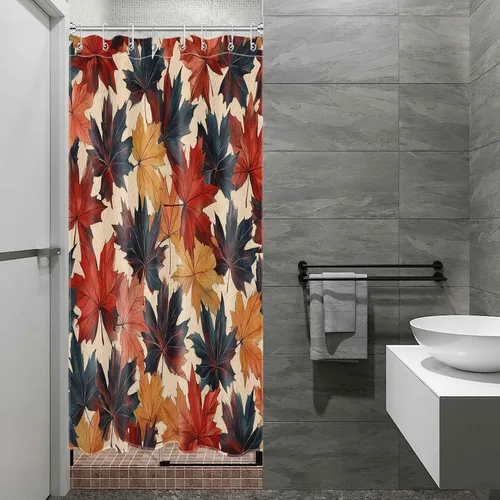 Miniatura 9 de LB Cortina de ducha pequeña de fantasma de Halloween de 48 x 68 pulgadas, forro de cortina de ducha de tamaño medio floral naranja, divertidas