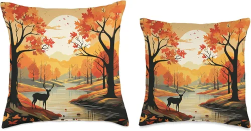 Miniatura 3 de Fall Leaves autumn orange pumpkin pattern Fall Dear Pattern - Almohada de hojas de color otoñal, 16 x 16 pulgadas, multicolor