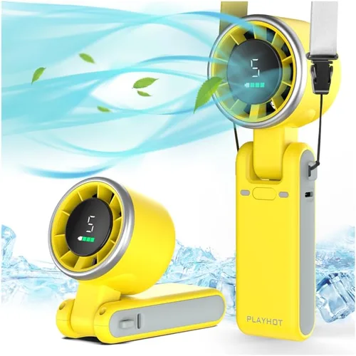Miniatura 9 de PlayHot Ventilador turbo portátil de mano, de 5 velocidades, funciona con pilas, hasta 12 horas de batería, de mano 3 en 1, con refrigeración Air
