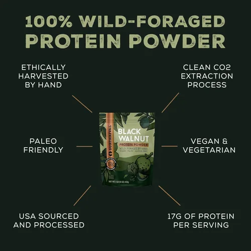 Miniatura 3 de Surthrival: Proteína en polvo de nogal negro, forrajada silvestre, cosechada éticamente, 0.76 onzas de proteína, de origen estadounidense, vegano
