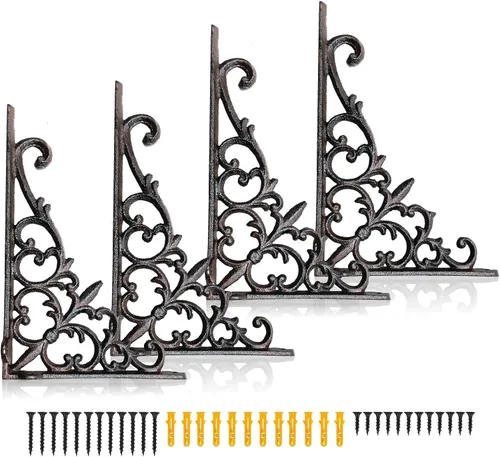 Z Metnal Soportes decorativos para estantes, 6 x 9 pulgadas, soporte de buzón de metal de hierro forjado fundido, decoración de pared, soporte de