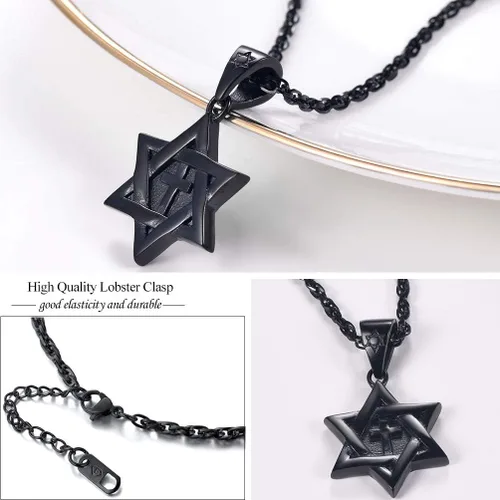 Miniatura 4 de PROSTEEL Collar con colgante y cadena de acero inoxidable de la estrella de David judía, joyería de Israel para hombres y mujeres