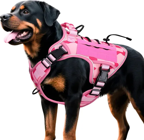 Miniatura 48 de Arnés táctico para perros grandes, chaleco reflectante ajustable sin tirones con sistema Molle, control de grado militar K9 para entrenamiento