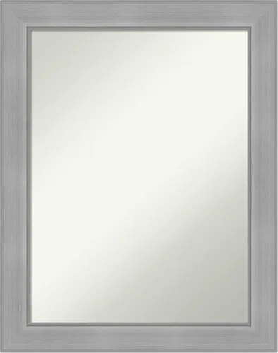 Amanti Art Espejo de Baño Plateado para Sobre el Fregadero, 28x22 pulgadas Vista Espejo Rectangular de Tocador de Níquel Cepillado, Marco Casual