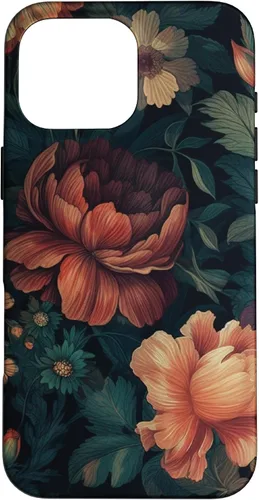 Miniatura 19 de Vintage Dark Flower Pattern Moody Floral Case for iPhone 17