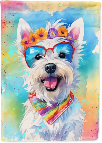 Miniatura 11 de Caroline's Treasures DAC2448GF - Bandera de jardín con diseño de perro afgano hippie Dawg, bandera decorativa para patio exterior, patio, obras