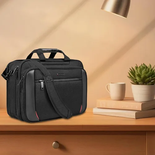 Miniatura 3 de EMPSIGN Maletín para computadora portátil, bolsa de 17.3 pulgadas para computadora portátil, bolsa de mensajero expandible para hombres y mujeres