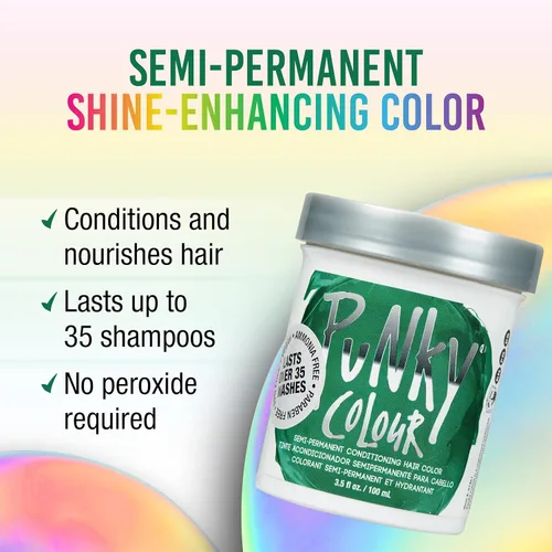 Miniatura 2 de Punky Alpine Green Color Semipermanente para el Cabello - Tinte Acondicionador para el Cabello Vegano y Libre de Crueldad, Dura Hasta 35 Lavados