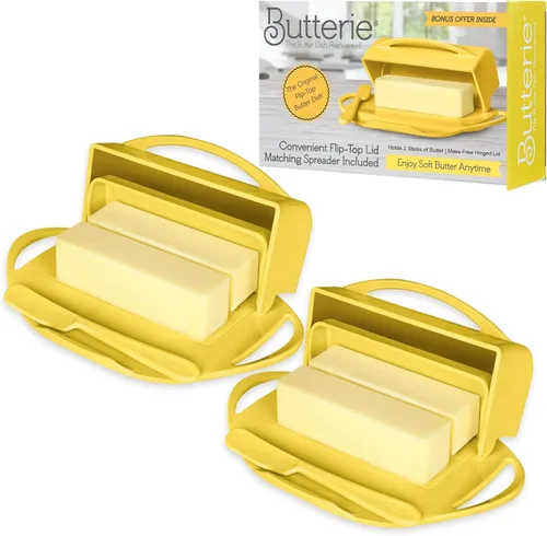 Miniatura 26 de Butterie Mantequillera con Tapa Abatible y Cuchillo a Juego, Contiene 2 Barras/Mantequilla Europea, Soporte para Mantequilla Sin Derrames