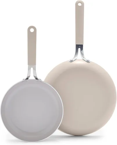Miniatura 10 de GreenLife Juego de 2 sartenes de cerámica antiadherente de 8 y 10 pulgadas, sartenes ligeras y saludables sin PFAS, aptas para lavavajillas y horno