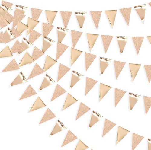 Miniatura 15 de Decoraciones de fiesta blancas de 40 pies, banderín triangular con banderines, banderas de papel blanco nacarado brillante para graduación, boda