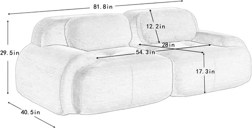Miniatura 2 de Juego de sofás seccionales sin hueso de 117 pulgadas para sala de estar, modular en forma de L y sofá de 3 plazas con asiento profundo, almohadas