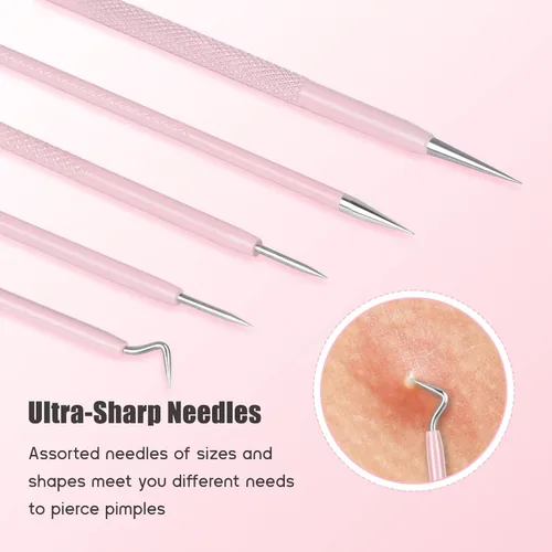 Miniatura 8 de MORGLES Herramientas para eliminar puntos negros, 15 piezas, kit de herramientas para reventar espinillas, extractor de espinillas de comedón