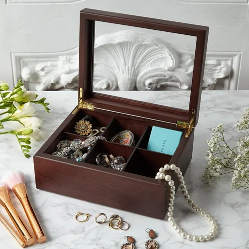 Miniatura 9 de Caja de té – Organizador de bolsas de té de madera de lujo de The Apace Premier Collection – Contenedor de almacenamiento de té de 6 compartimentos