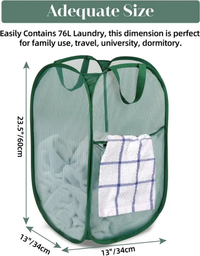 Miniatura 5 de Cestas plegables duraderas para lavandería, cesta desplegable resistente a desgarros para lavandería, cesta de ropa plegable con asas de transporte