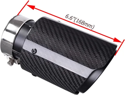 Miniatura 6 de CARMON Puntas de silenciador de tubo de escape de fibra de carbono de sarga real con acero inoxidable 304 pintado en negro