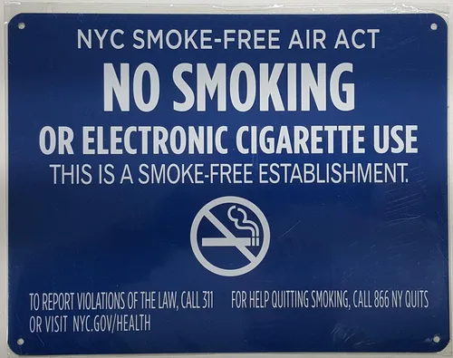 Miniatura 4 de Letrero de la ley libre de humo de la ciudad de Nueva York de Nueva York "No fumar o uso de cigarrillos eléctricos" para el establecimiento