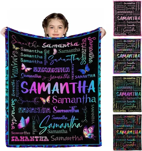 Miniatura 2 de D-Story Mantas de bebé personalizadas con nombres, manta personalizada para bebés niñas, manta de envoltura con inicial, regalos personalizados