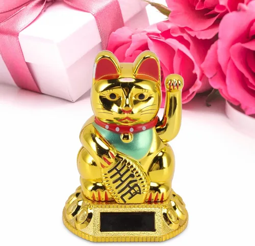 Miniatura 8 de Fortuna alimentada por energía solar, dando la bienvenida saludando riqueza fortuna gatos Fung Shui Cat para oficina en casa y negocios ()