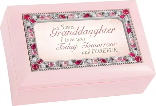 Cottage Garden Sweet Granddaughter I Love You - Caja de música rosa mate Plays You are My Sunshine