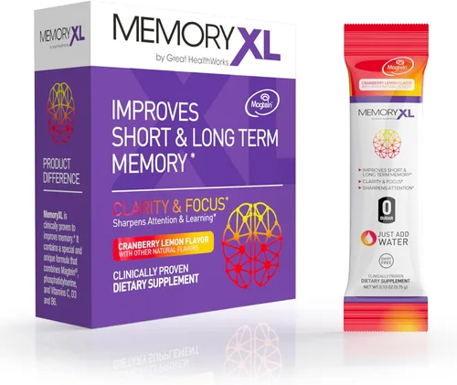MemoryXL, Treonato de Magnesio L: Suplemento cerebral para la memoria y la concentración; Magtein®, Fosfatidilcolina, Mezcla de vitaminas. Mejora la