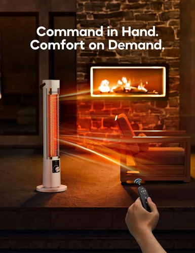 Miniatura 6 de Calentador de patio para uso en exteriores, calentador eléctrico infrarrojo para exteriores, calefacción instantánea de 1500 W, oscilación de 60