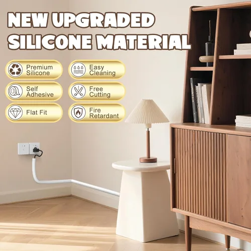 Miniatura 3 de Ocultador de Cable de Pared de 39 Pulgadas, Ocultador de Cable de Silicona Autoadhesivo, Cubiertas de Alambre Flexibles para Cables, Cubierta