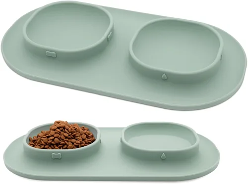 Miniatura 9 de Cuencos de comida para perros, cuencos para mascotas y cuencos de agua para perros con antiderrames y antideslizantes, cuencos alimentadores con Azul