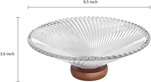 Miniatura 3 de Frutero de vidrio transparente para decoración de encimera de cocina, cuenco de servir con pedestal de 9.5 pulgadas, centro de mesa decorativo