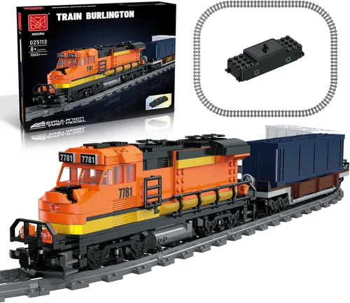 Miniatura 7 de MOCBROPCS Juego de Bloques de Construcción de Tren, Modelo de Locomotora de Combustión Interna de Carga de Mercancías, Juguetes de Construcción
