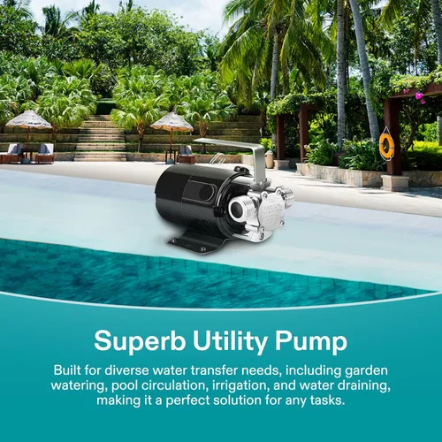 Miniatura 6 de VIVOSUN Bomba de transferencia de agua de 115 V, bomba portátil de 1/10 HP 330 GPH con kit de manguera de agua, ideal para eliminar agua