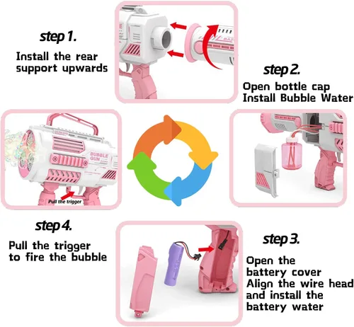 Miniatura 4 de Pistola de burbujas automática Gatling, que produce miles de burbujas por minuto, adecuada para niños y adultos y perfecta para fiestas