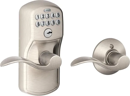 Miniatura 13 de Schlage - FE575 PLY 626 FLA Plymouth - Entrada de teclado con bloqueo automático y palancas Elan, cromado con brocha. Cromo satinado