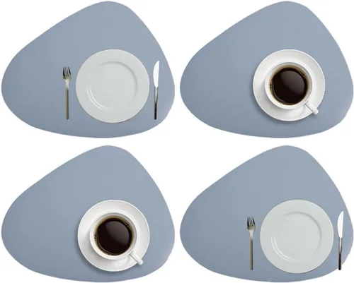 Miniatura 12 de Juego de 4 manteles individuales de cuero negro, manteles individuales para cena de boda, se puede limpiar y lavar, mantel individual antideslizante
