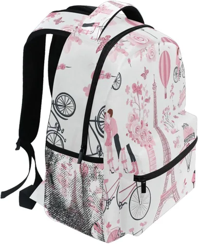 Miniatura 2 de Mochila de San Valentín, París, Torre Eiffel, para adultos, mochila escolar casual, bolsa universitaria de viaje, con cremallera, mochila de color3