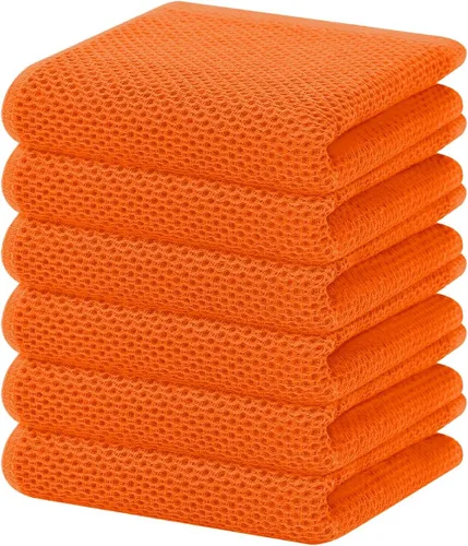 Miniatura 58 de Homaxy Paños de cocina de 100% algodón con tejido de gofre, ultra suaves, absorbentes, de secado rápido, 12 x 12 pulgadas, paquete de 6, amarillo