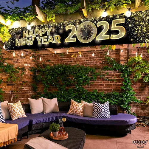 Miniatura 6 de KatchOn, Cartel de Feliz Año Nuevo 2024 – Grande 120 x 20 pulgadas Cartel de feliz año nuevo para patio Suministros para fiesta de Año Nuevo