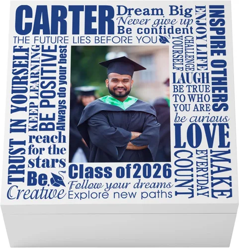 Miniatura 9 de Let's Make Memories Caja de recuerdos personalizada, para la clase de graduación de 2026 o cualquier año, caja de recuerdos de graduados