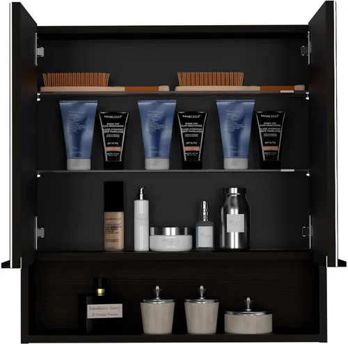 FM FURNITURE Ozark - Botiquín con espejo de 24 pulgadas con estante y almacenamiento cerrado para baño